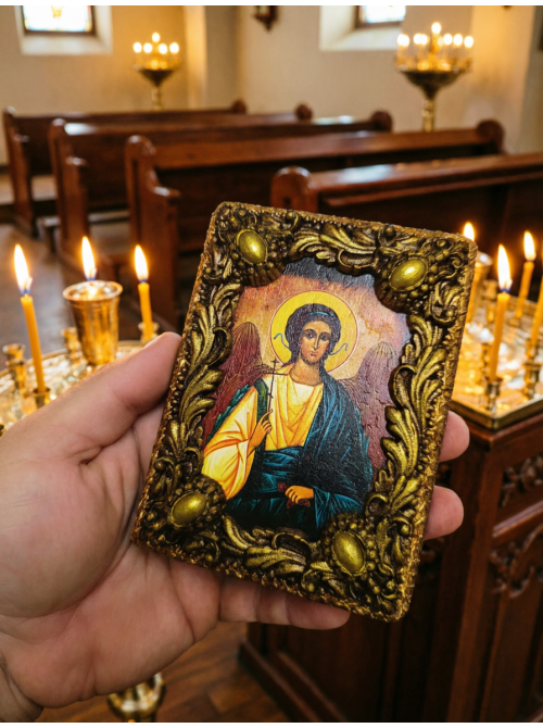 Фото Маленькая икона Ангел Хранитель без камней заказать в мастерской