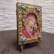 Фото православной иконы богородица Казанская с камнями авторская