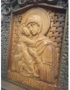 Изображение Резная уникальная икона пресвятой богородицы Владимирская с разных ракурсов