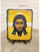 Изображение Спас Нерукотворный икона под старину, массив сосны с разных ракурсов
