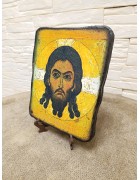 Изображение Спас Нерукотворный икона под старину, массив сосны с разных ракурсов