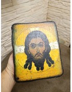 Изображение Спас Нерукотворный икона под старину, массив сосны с разных ракурсов