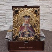 Икона святая мученица, Людмила Чешская княгиня с камнями