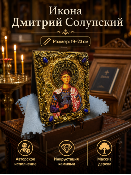 Купить Икона Дмитрий Солунский в оформлении камнями Фото Икона Дмитрий Солунский в оформлении камнями