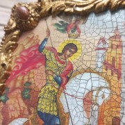 Вид иконы лика Георгия Победоносца, св. великомученика с иглицами и камнями