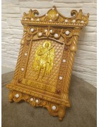 Изображение Резная икона святой Архангел Михаил с разных ракурсов