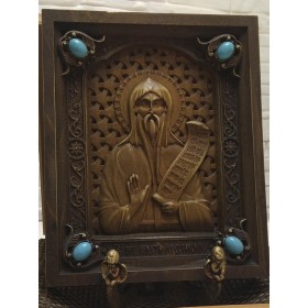 Резная икона святой преподобный Никита Столпник, переславский
