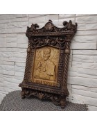 Фотография Резная уникальная икона Николай Чудотворец под разными углами Изображение Резная уникальная икона Николай Чудотворец с разных ракурсов