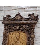 Фотография Резная уникальная икона Николай Чудотворец под разными углами Изображение Резная уникальная икона Николай Чудотворец с разных ракурсов