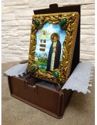 Изображение Икона Серафим Саровский с камнями с разных ракурсов