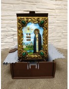 Изображение Икона Серафим Саровский с камнями с разных ракурсов