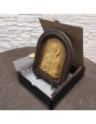 Изображение Резная именная икона Сергий Радонежский, святой преподобный в округлой раме с разных ракурсов