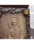 Изображение Сергий Радонежский, резная икона с камнями с разных ракурсов