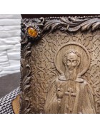 Изображение Сергий Радонежский, резная икона с камнями с разных ракурсов