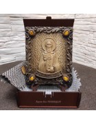 Сергий Радонежский, резная икона с камнями