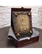 Изображение Сергий Радонежский, резная икона с камнями с разных ракурсов