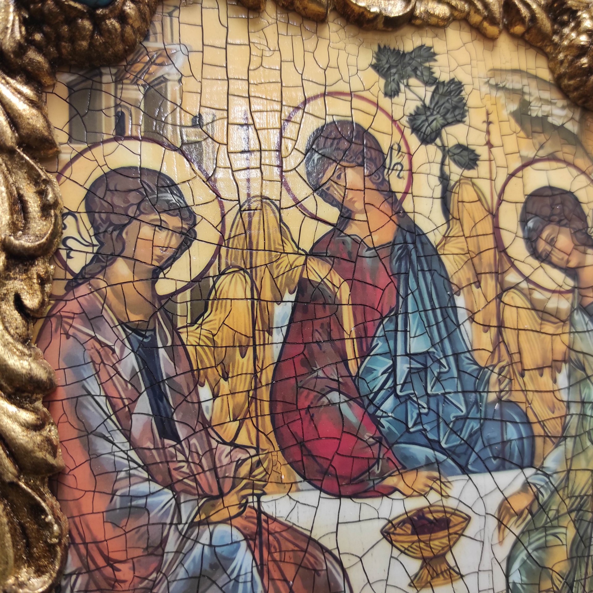 Список иконы Троица Рублева вид под наклоном