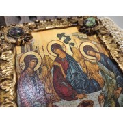 Подарочная икона Троица с иглицами, камнями
