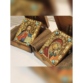 Подарочные венчальные иконы под старину пресвятой богородицы Казанская и Господа Вседержителя