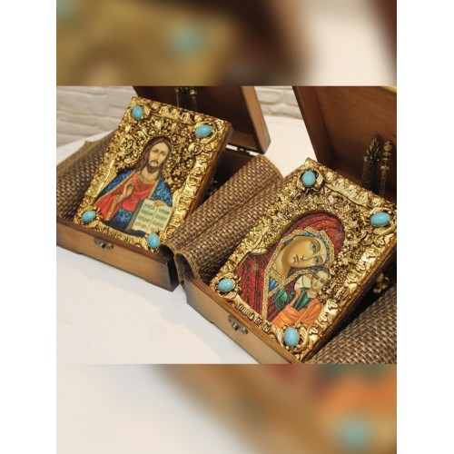 Подарочные венчальные иконы под старину пресвятой богородицы Казанская и Господа Вседержителя
