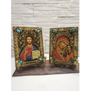 Венчальные иконы под старину пресвятой богородицы Казанская и Господа с иглицами и камнями