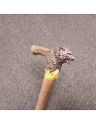 Изображение Трость резная с головой Волка из массива с разных ракурсов