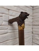 Изображение Трость резная с головой Волка из массива с разных ракурсов