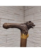Изображение Трость резная с головой Волка из массива с разных ракурсов
